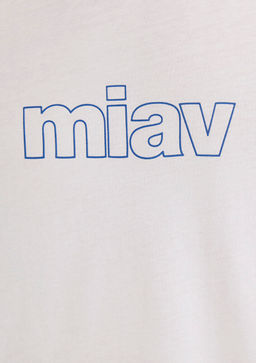 Miav Bask?l? Oversize Beyaz Ti??rt - Mavi фото 7