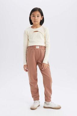 K?z Cocuk Standart Fit Beli Pacas? Lastikli Jogger Esofman Alt? - Defacto фото 2