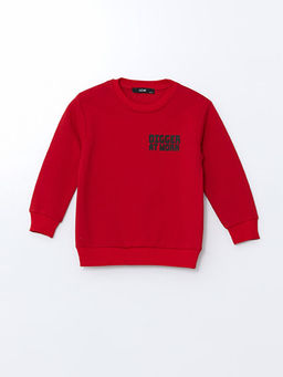 Bisiklet Yaka Bask?l? Erkek ?ocuk Sweatshirt