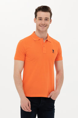 Мужская оранжевая базовая футболка с воротником-поло Неожиданная скидка в корзине