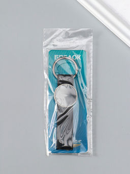 Цена за 2 шт. Брелок для ключей на кольце под нанесение «Ремешок», размер окна d=2.7 см, кожзам, чёрный, 11.3×3×0.7 см