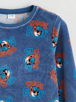 Bisiklet Yaka Kadife Erkek ?ocuk Pijama Tak?m?