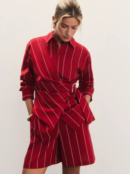 Широкие льняные шорты в полоску / Zarina