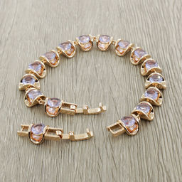 Александрит, браслет Кимберли, покрытие под золото, длина 16см - Agat77 фото 3