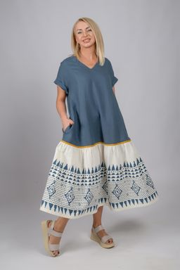 Ярусное платье из  100% умягченного льна - Новый лен фото 2