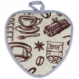 Прихватка с запахом 20х20см "Эспрессо, вид 1/1", форма "Клубника", рогожка 171г/м2, хлопок 100%, наполнитель - ватин 280г/м2, на пластмассовом подвесе, "Домашняя мода" (Россия)