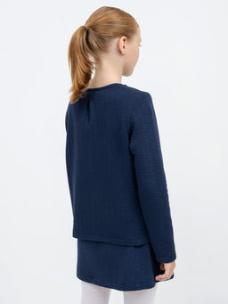 Прямой жакет из капитона темно-синего цвета для девочек - Mark formelle фото 3