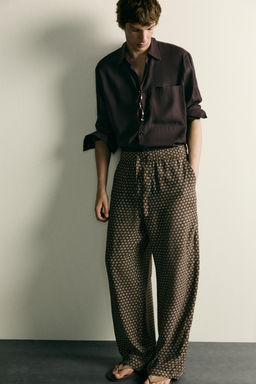 PANTAL?N CINTURA JOGGER ESTAMPADO / Marr?n - Zara фото 5