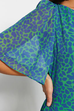 Fusya Animal Desenli A Kesim Melek Kol Astarl? Sifon Ucus Ucus Dokuma Midi Elbise TWOSS23EL01372 - Trendyolmilla фото 24