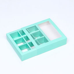 Цена за 2 шт. Коробка для 9 конфет, зелёный, МИКС, 14.5×14.5×3.5 см