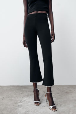 FLARE STRETCH TROUSERS WITH FAUX PEARLS - Zara фото 2