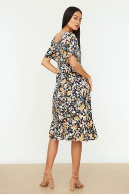 TRENDYOLMILLA Mor A Kesim Balon Kollu Cicek Desenli Midi Dokuma Elbise TWOSS20EL2323  фото 17