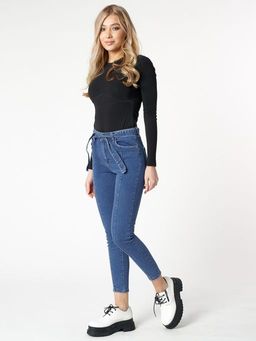 Джинсы зауженные к низу женские синего цвета 880S - Mtforce фото 3