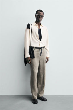 STRIPED COTTON-VISCOSE SHIRT