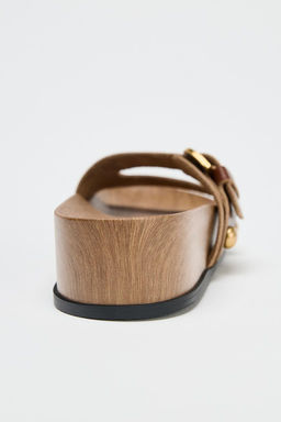 LEATHER STRAPPY PLATFORM SANDALS - Zara фото 5