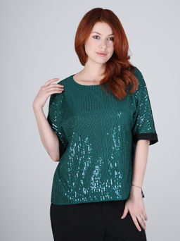Нарядная зеленая блузка плюс сайз