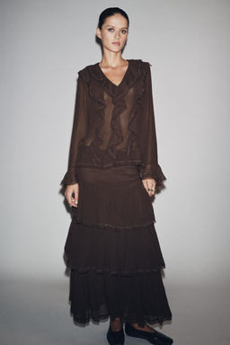 ZW COLLECTION BEADED RUFFLED SKIRT