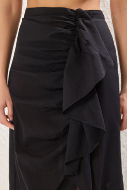 TRENDYOLMILLA Ekru Midi Dokuma F?rf?rl? %100 Pamuk Plaj Etek TBESS25ET00010 фото 8