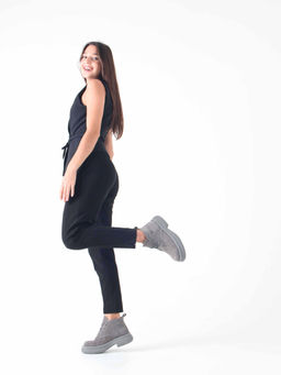 Ботинки 308.агата gr. серый замок замша б/Байка