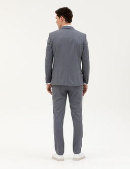 Koyu Mavi Ex. Slim Fit _izgili Tak_m Elbise