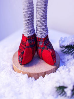 Фигура текстиль «Гном в красном» 55 см, 1 LED, от батареек AG13×3, свечение тёплое белое