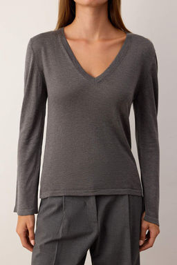 Siyah V Yaka Basic Triko Kazak | TWOAW26KZ00101 - Trendyolmilla фото 17