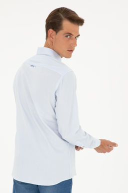 U. S. Polo Assn / Мужская голубая базовая рубашка с длинным рукавом - U.s. polo assn фото 5