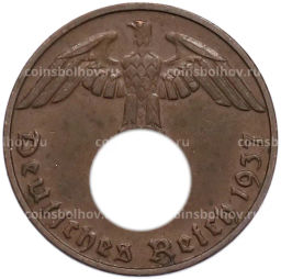 Монета 1 рейхспфенниг 1937 года D Германия