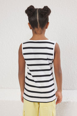 Siyah-Beyaz 2li K?z Cocuk %100 Pamuk OVersize/Genis Kal?p K?sa Kol Orme T-Shirt TKDSS25TS00015 - Trendyolmilla фото 5