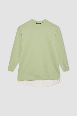 Толстовка-туника стандартного кроя с круглым вырезом - Defacto фото 7