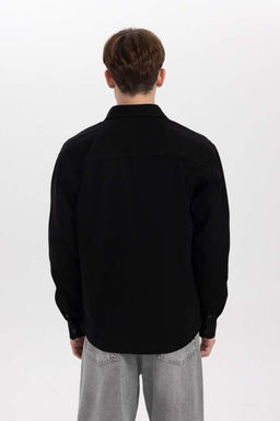 Хлопковая куртка-рубашка с длинными рукавами Relax Fit - Defacto фото 10