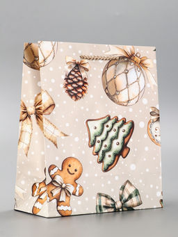 Цена за 2 шт. Пакет подарочный новогодний ламинированный, «Дед Мороз в лесу», 18×10×22.3 см