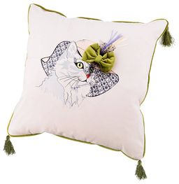 ДЕКОРАТИВНАЯ ПОДУШКА НЕЗНАКОМКА 45*45, ШАМПАНЬ, ВЫШИВКА 100