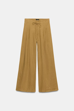 PANTAL?N ANCHO PINZAS / Ocre - Zara фото 3