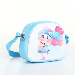 Сумка детская «Малышка с шариками», для девочки, на молнии, голубая