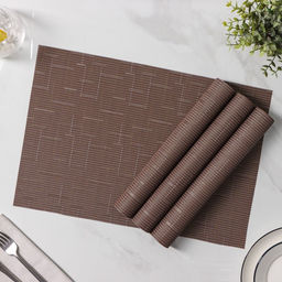 Салфетки сервировочные на стол Доляна «Шер», 4 шт., 30×45 см, коричневые