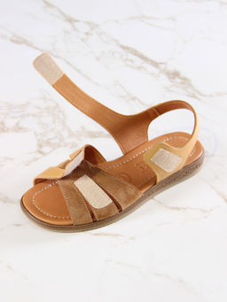 Босоножки 1043.26047br.Тыква лион+светло коричневая замша