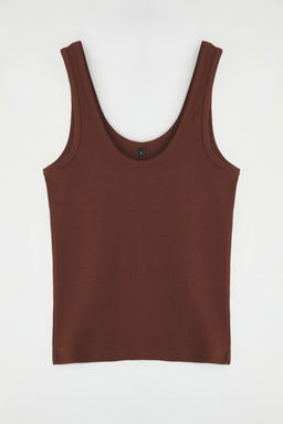 Kahverengi Fitted/Vucuda Oturan Havuz Yaka Fitilli Esnek Orme Atlet TWOSS22AL0042