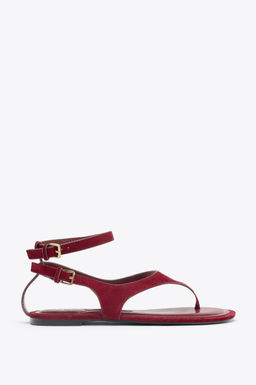 SPLIT SUEDE FLAT TOE POST SANDALS - Zara фото 2