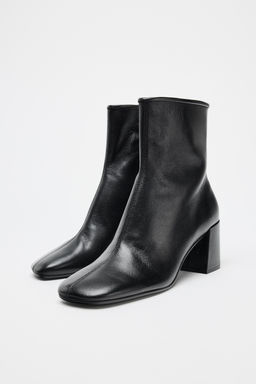 LEATHER BLOCK HEEL ANKLE BOOTS - Zara фото 3