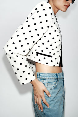 BLAZER CORTA LUNARES / Crudo / Negro - Zara фото 4