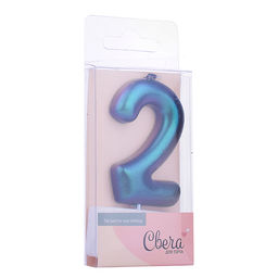 Свеча Цифра, 2, Фантом, Хамелеон, 4*6 + 2,5 см, 1 шт. с держателем