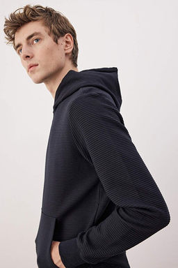 Lacivert Regular/Normal Kesim Kap__onlu Dokulu Sweatshirt TMNAW26SW00068 - Trendyolmilla фото 2