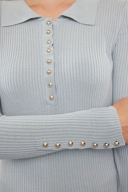Gri Dugme Detayl? Ince Triko Kazak TWOAW25KZ00083 - Trendyolmilla фото 4