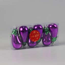 Ёлочные игрушки 6 шт. Баклажан 9.54 см, фиолетовый - Зимнее волшебство фото 2