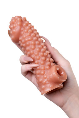 Насадка реалистичная KOKOS COCK SLEEVE 004-M с дополнительной стимуляцией, TPE, телесная, 15.6 см