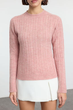 Somon Yumusak Dokulu Dik Yaka Regular Triko Kazak TEDAW25KZ00041 - Trendyolmilla фото 3