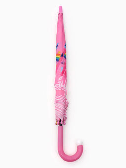 Зонт-трость детский п/авт R43/50 П/Э СЛОНИК ручка-крюк розовый пакет