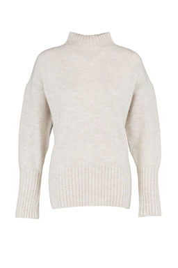 Ekru Genis Kal?p Yumusak Dokulu Basic Triko Kazak TWOAW23KZ00490