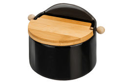 Банка для сыпучих продуктов 500 мл 15*10*11,1 см Черная + откидная бамбук.крышка, керамика - Elan gallery фото 12